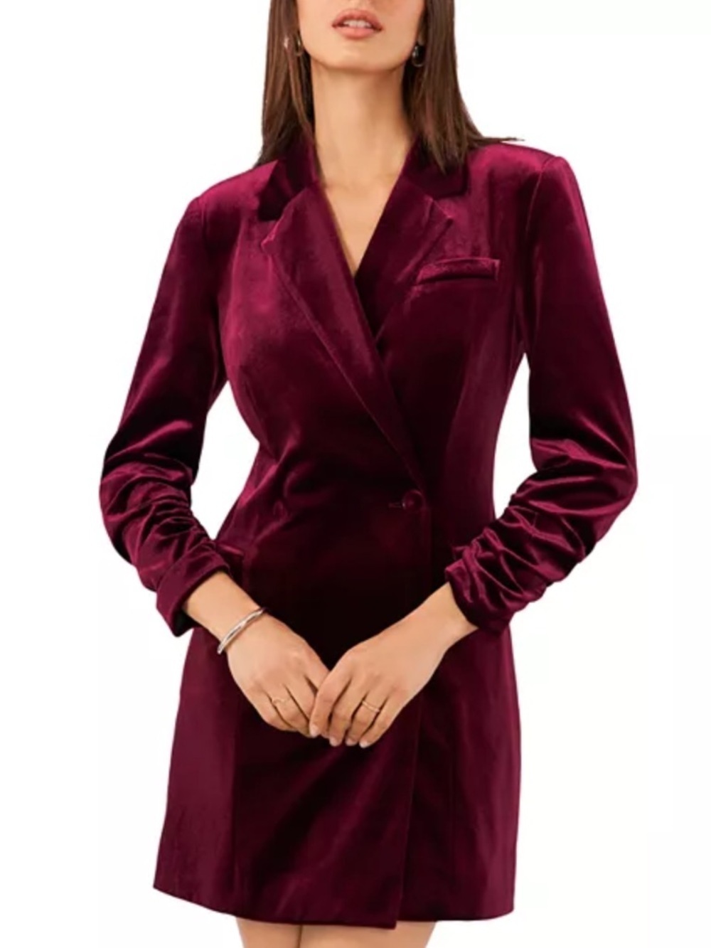 1.STATE Velvet Blazer Dress maroon